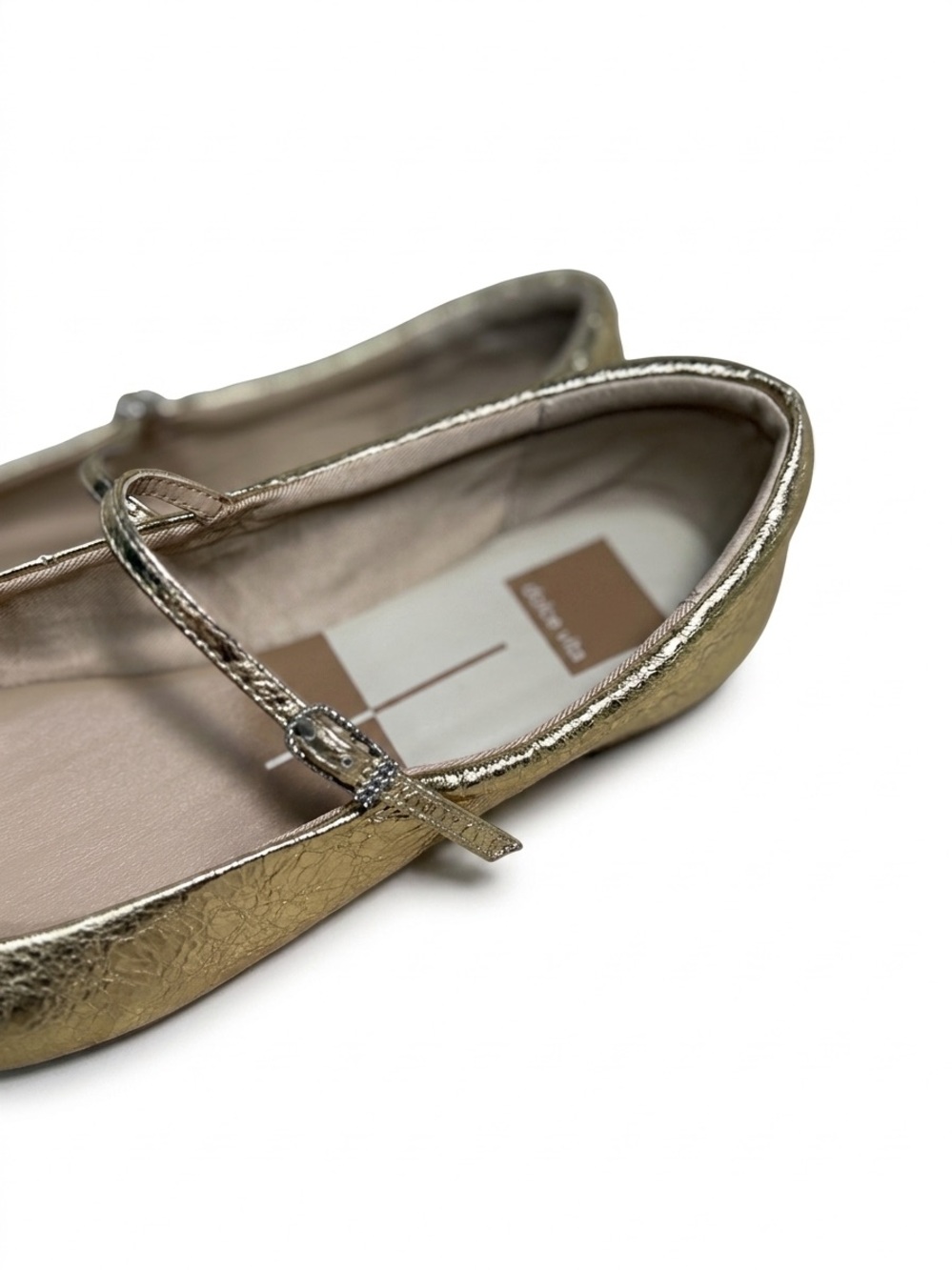 Dolce Vita Gold Metallic Mary Jane Flats Shimmer Square Toe Ballerinas Sz 9 - Picture 4 of 11